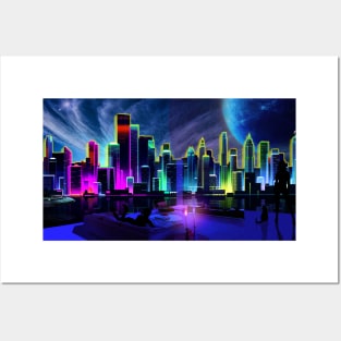 Skylines Glow Posters and Art